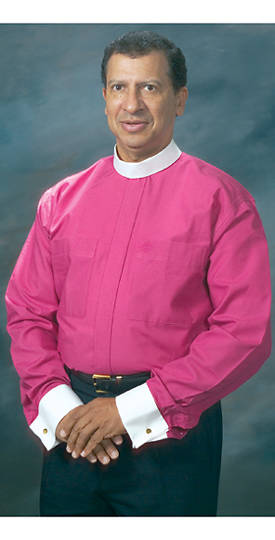 Picture of MDS Roman Purple Long Sleeve Neckband Clergy Shirt with White French Cuffs