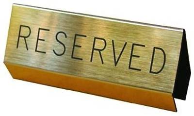 Brushed Gold Reserved Pew Sign
