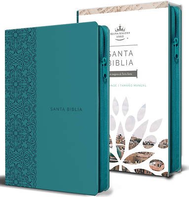 Picture of Biblia Reina Valera 1960 Letra Grande. Símil Piel Aguamarina, Cremallera, Tamaño Manual/Spanish Bible Rvr 1960. Handy Size, Large Print, Leathersoft A