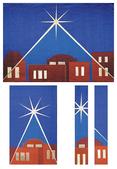 Picture of Bethlehem Cobalt Dupioni 3-Piece Parament Set