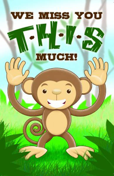 Picture of Monkey We Miss You Postcard Package of 25