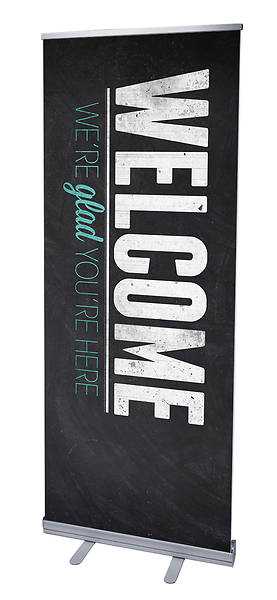 Picture of Slate Welcome RollUp Banner with Stand