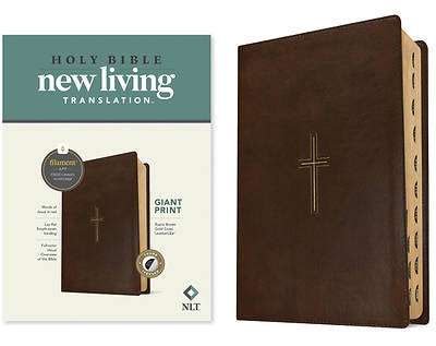 Picture of NLT Giant Print Bible, Filament Enabled (Leatherlike, Rustic Brown Gold Cross, Indexed, Red Letter)