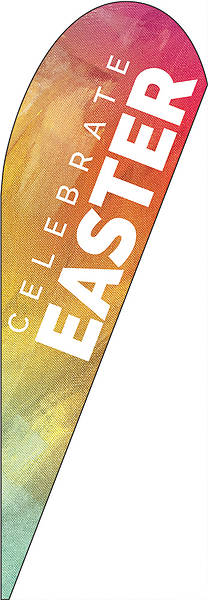 Easter Orange Brush Strokes Teardrop Flag Banner