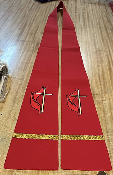 Picture of Stole Pleated Red with UM Cross and Flame