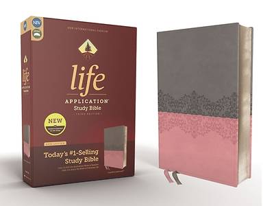 Picture of NIV Life Application Study Bible, Third Edition--Leathersoft, Gray/Pink, Red Letter Edition