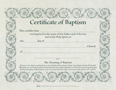 Picture of Certificate of Baptism - Pack of 6