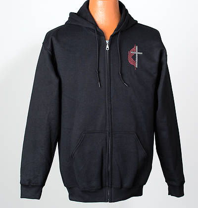 Picture of Cross and Flame Rhinestone Hoodie - X-Large