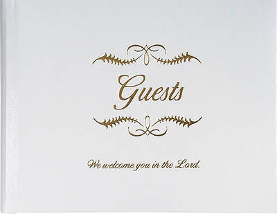 Picture of Small White Bonded Leather Guest Book