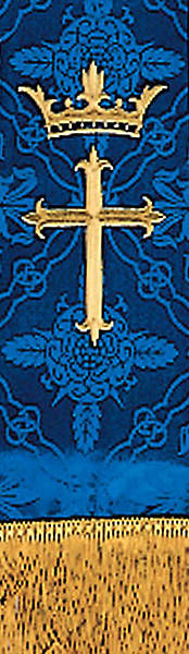 Brocade Blue Cross Crown Embroidery 92" Stole