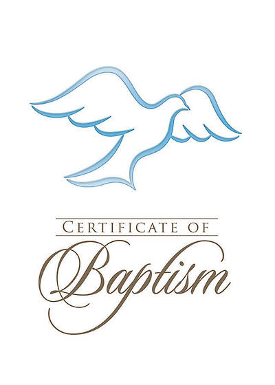 Folded Baptism Certificates with Envelopes