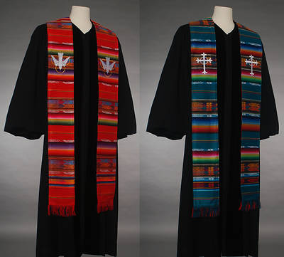 Picture of Fair Trade Green Red Reversible Stole with Embroidered Cross/Dove