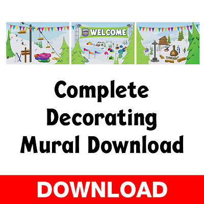 Picture of VBS 2026 Snowball Mountain Challenge Decorating Murals - Complete Decorating Mural Download (9 panels tile to 6' x 27')