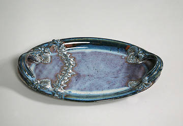 Picture of Crown of Thorns Blue Porcelain Loaf Server with Handles