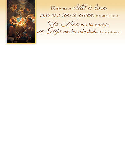 Christmas Unto Us a Child is Born Letterhead Bilingual