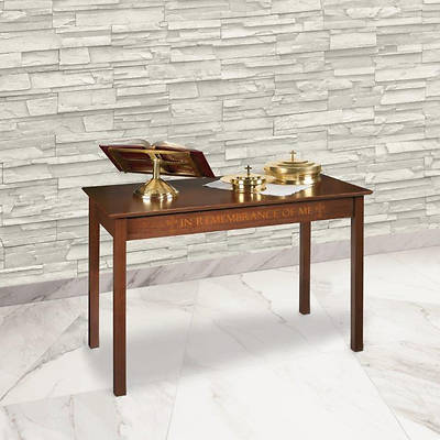 Picture of Medium Silk-Screened Communion Table - Walnut Stain