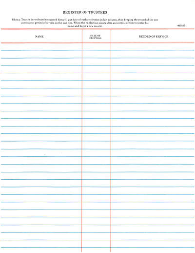 Picture of Westminster Church Register Binder Sheets  Trustees