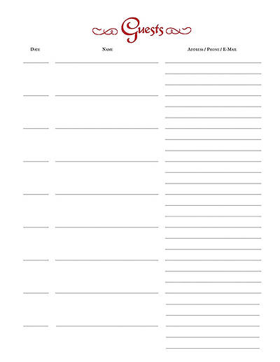 Picture of Guest of Our Church Register Refill Pages