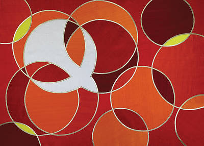 Circle and Dove Red Dupioni Altar Frontal