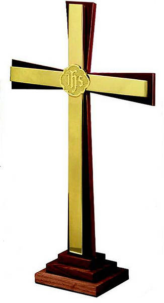 Picture of Solid Walnut and Brass 24" Cross