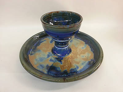 Picture of Earthenware Dark Blue All-In-One Communion Set