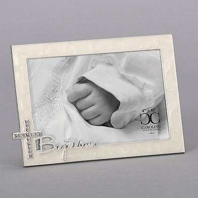 Picture of Rhinestone Cross  Baptism Photo Frame 4.75"