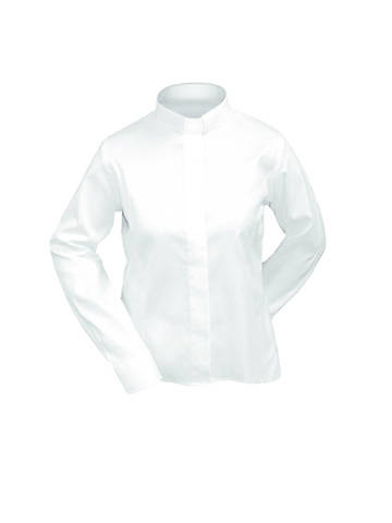 Picture of Lydia Long Sleeve Clergy Blouse with Tab Collar WHITE - 24