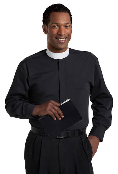 Picture of Murphy Qwick Ship SM-107 Long Sleeve Neckband Mens Clergy Shirt Black