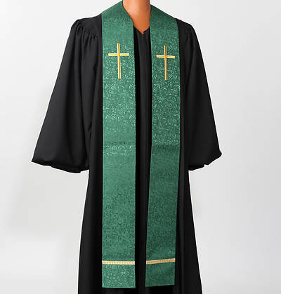 Gold Cross Stole Green - 110"