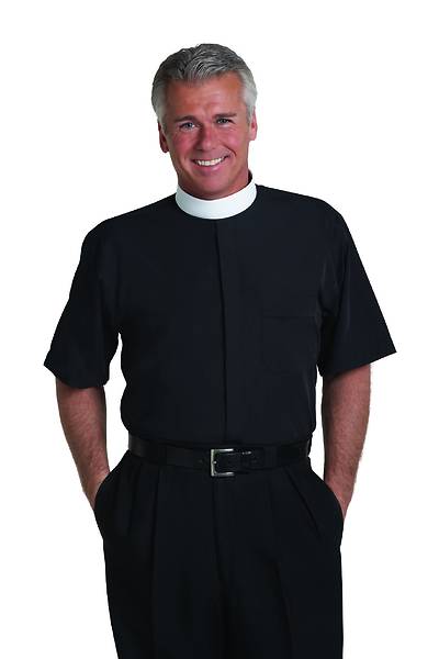 Picture of Murphy Qwick Ship Neckband Short Sleeve Mens Clergy Shirt Black - 16"