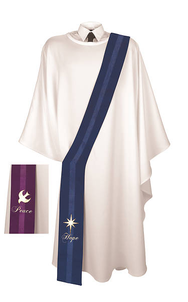Chrismons Hope/Peace Reversible Advent Deacon Stole