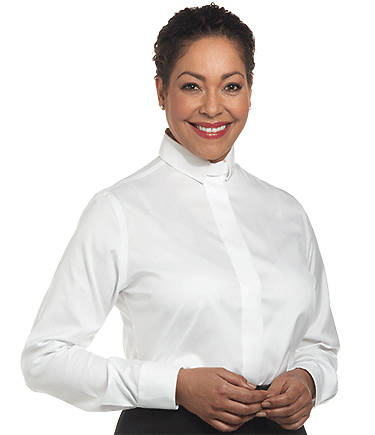Picture of Murphy Women's Long Sleeve Tab Collar Clergy Blouse White - 10