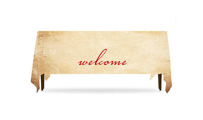 Picture of Red Script Welcome Table Throw