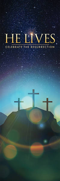 Picture of He Lives Crosses 2' x 6' Banner