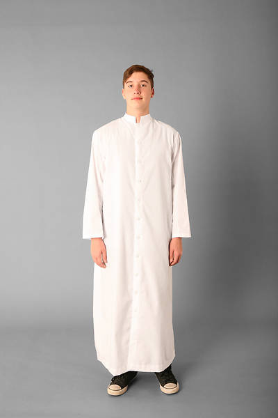 Picture of Abbey Brand Style 215 Button Front Acolyte Cassock White - 15