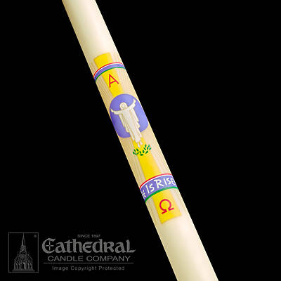 Picture of Cathedral He is Risen Paschal Candle 3" - 48"