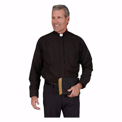 Picture of R. J. Toomey 100% Cotton Tab Collar Long Sleeve Clergy Shirt Black - 15 1/2" - 32"/33"