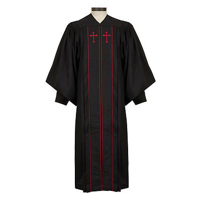 Cambridge Pulpit Robe with Double-Red Trim & Cross