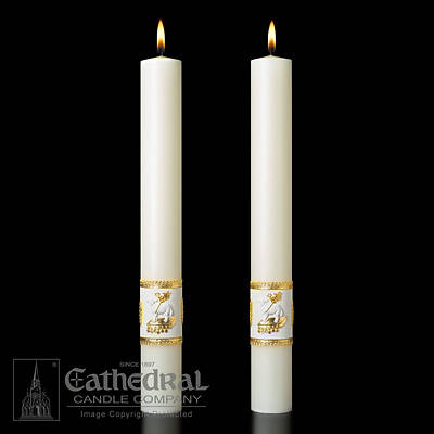 Ornamented Complementing Altar Candles Pair