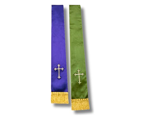 Picture of Reversible Satin Stole Purple/Green Latin Cross