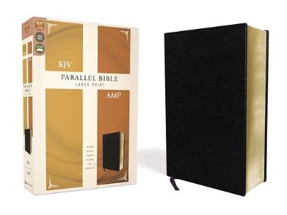 Picture of KJV, Amplified, Parallel Bible, Large Print, Bonded Leather, Black, Red Letter Edition