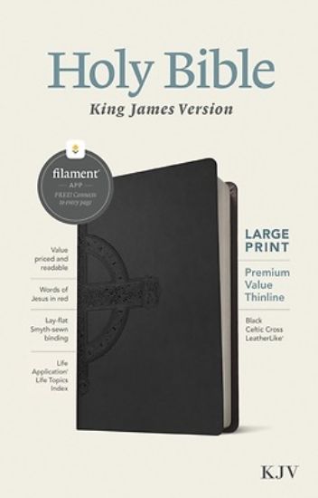 Picture of KJV Large Print Premium Value Thinline Bible, Filament Enabled Edition (Red Letter, Leatherlike, Black Celtic Cross)