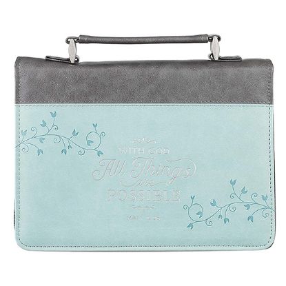 Picture of Bible Cover Luxleather With God All Things Are Possible Matt 19:26 Medium