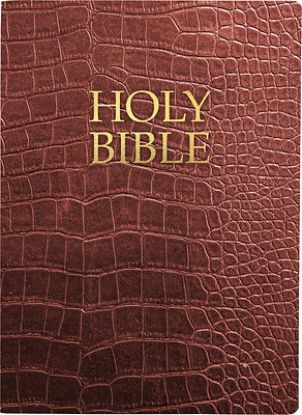 Picture of Kjver Holy Bible, Large Print, Walnut Alligator Bonded Leather, Thumb Index