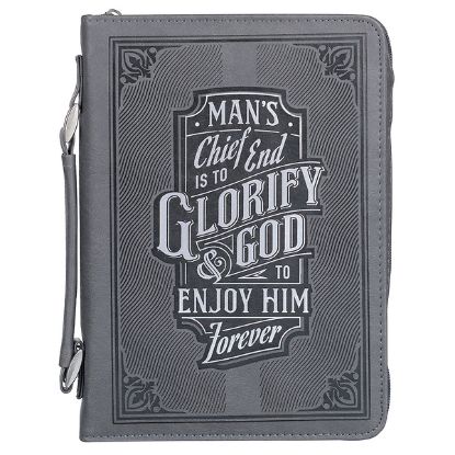 Picture of Glorify God Gray Faux Leather Classic Bible Cover Medium