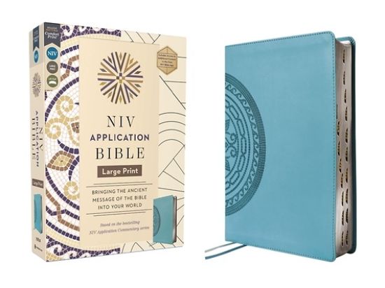 Picture of NIV Application Bible, Large Print, Leathersoft, Teal, Red Letter, Thumb Indexed, Comfort Print