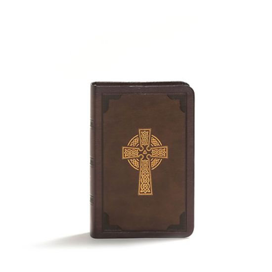 Picture of KJV Large Print Compact Reference Bible, Celtic Cross Brown Leathertouch