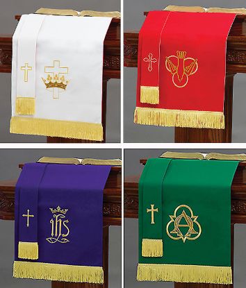 Picture of Embroidered Reversible Four-Piece Parament Set  2pc Red/White + 2pc Purple/Green