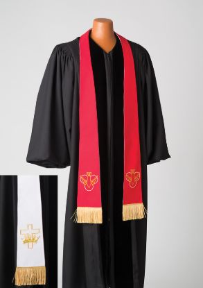 Picture of Embroidered Reversible Red and White Stole