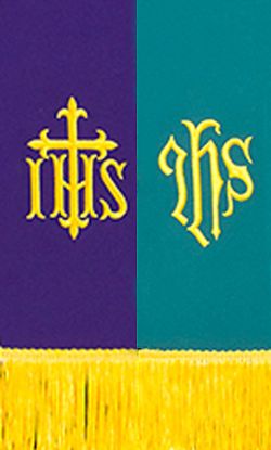 Picture of Embroidered Reversible Purple/Green IHS Stole